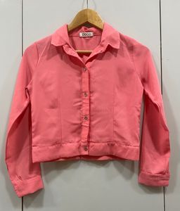 Women’s Crop Casual Peach Shirt