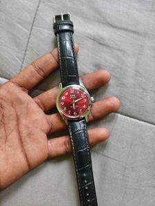 hmt janta numbr Classic Red Dial Watch with Black