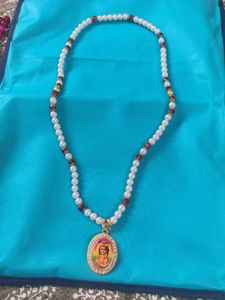 Beaded Necklace with Religious Pendant