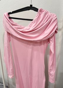 Chic Off-Shoulder Pink Dress