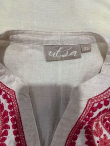 Embroidered Beige Kurta