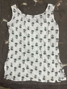 White Floral Sleeveless Top