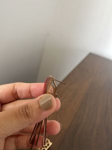 Red Stone Tassel Earrings