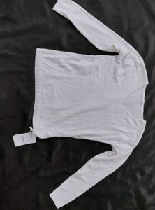 Classic White V-Neck Long Sleeve Top