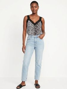 Leopard Print Lace Trim Cami Top