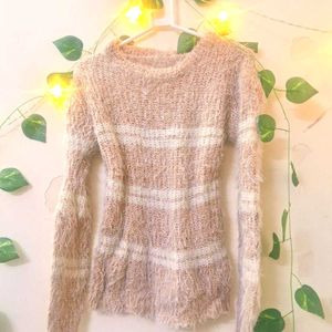 Cozy Y2K Striped Fuzzy Sweater