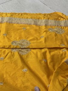 Vibrant Golden Yellow Silk Saree with Blouse