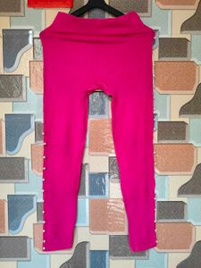 Hot Pink Pearl Detail Leggings
