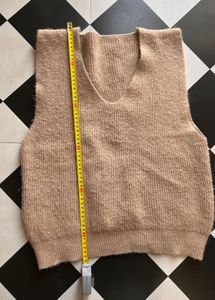 Beige Knit V-Neck Sweater