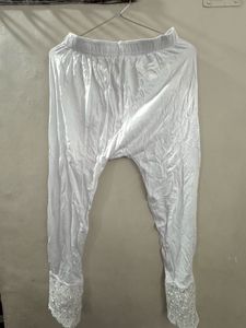 White Lace Trim Leggings