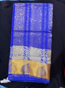 Royal Blue Saree with golden Border