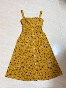 Yellow Floral Spaghetti Strap Dress