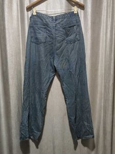 Distressed Straight-Leg Blue Jeans