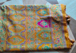 Elegant Yellow Floral Print Saree