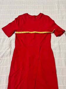Red Short Sleeve Midi Dress