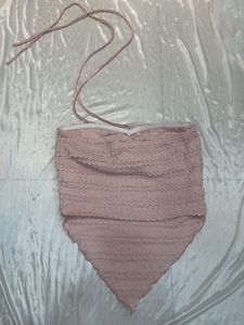 Chic Pink Halter Neck Top with Flower Detail