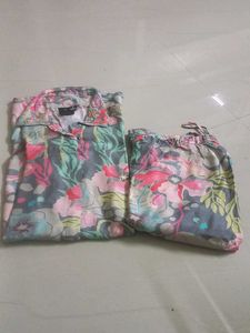 Floral co ord set with Embellished Collar