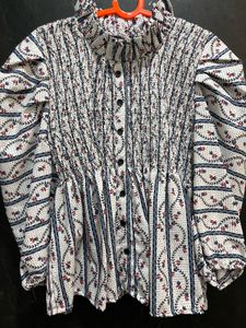 Smocked Floral Peplum Top