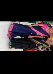Beautiful Blue Saree with Pink Border