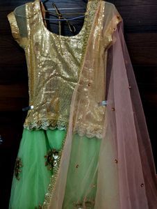 Golden Sequin Lehenga Set
