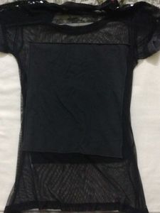 Black Mesh Goth Sequin Graphic Top