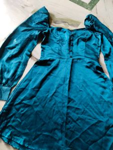 Teal Satin Dress