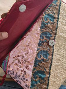 Embroidered Clutch Bag with Coins