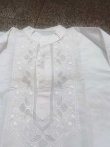 Elegant White Embroidered Kurta