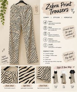 Trendy Zebra Print Trousers