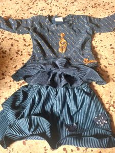 Girls Blue Velour Skirt &amp; Top Set