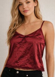 Burgundy Satin Cami Top