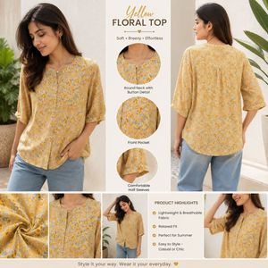 Yellow Floral Print Tunic
