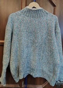 Cozy Knit Sweater with Ruffled Neckline