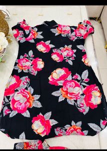 Floral Print Black Kurta cord set
