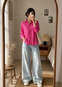 Vibrant Pink Oversized Button-Down Shirt