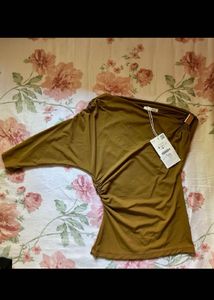 Zara Asymmetrical polyamide top