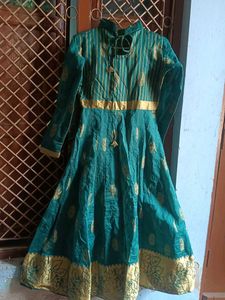 Elegant Teal & Gold Anarkali Kurta
