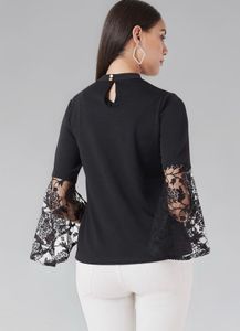 Chic Black Lace Sleeve Top
