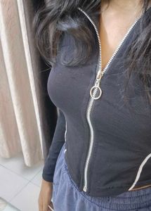 Black Zip-Up Gym Top