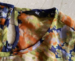Branded FIG multi colour blouson-style top|Size:xl