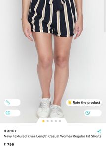 Honey by Pantaloons Navy Stripes Tie Up Shorts
