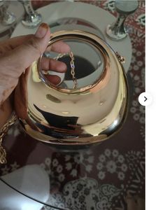 Unique Gold Sphere, red and blue clutch