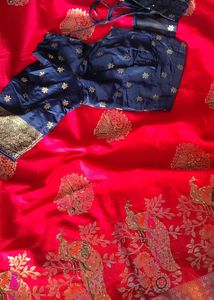 Vibrant Pink Saree with Peacock Motifs