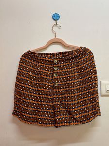 Patterned Button-Up Shorts