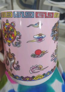 Addox Pink Printed Tea Cup With Cover . Like New.