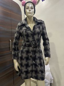 Stylish Checked Trench Coat