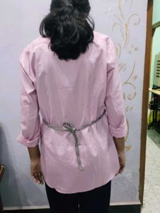 Chic Striped Vest &amp; Pink Shirt Combo