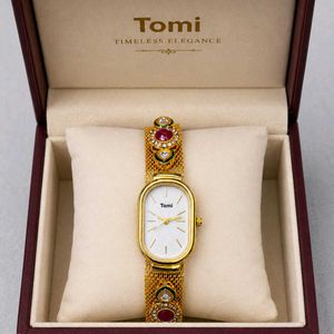 Tomi Oval White Dial Bracelet Watch