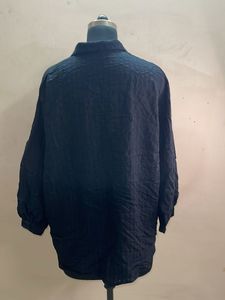 Textured Black Button-Up Shirt