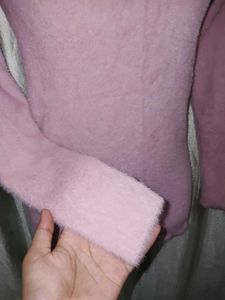 Fuzzy Lavender Turtleneck Sweater